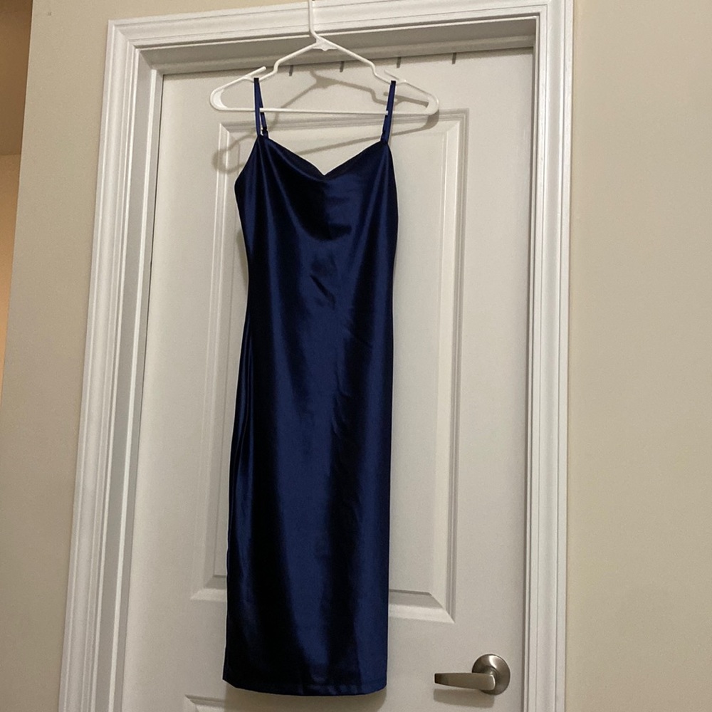 Navy blue silk dress